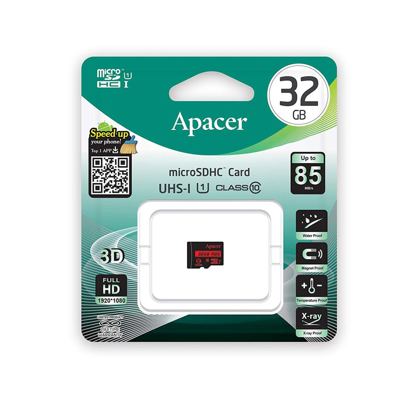 کارت حافظه microSDHC اپیسر با ظرفیت 32 گیگابایت، سرعت 85MBps ، کلاس 10 و استاندارد UHS-I U1 | به اضافه